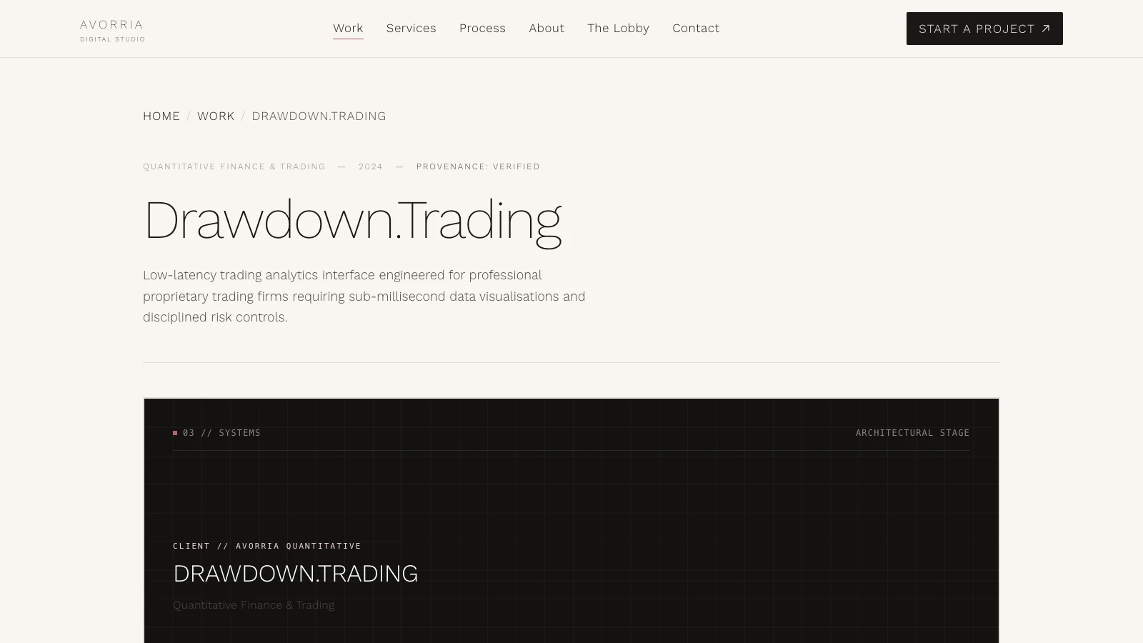 Drawdown.Trading quantitative risk terminal and high-throughput real-time systems telemetry